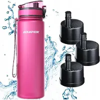 AQUAPHOR CITY Filterflasche 800 ml Rosa Set mit 3 Filterkartuschen