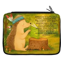 Mr. & Mrs. Panda Bleistiftetui Igel Federschmuck Design - Weiß - Geschenk, Federtasche, Indianer, Etui für Stifte, Lagerfeuer, Abenteuer, Stifteetui, Tiere, Federmäppchen