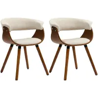 HOMCOM Esszimmerstuhl Küchenstuhl mit Rückenlehne, Leinenoptik, Holzbeine Beige