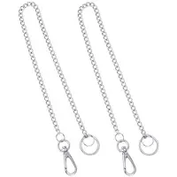 OEM Doppelkupplung 2 Stück Hosenkettenschloss aus Edelstahl 44 cm lang mit Brieftaschenkette Silberne Schlosskette mit Karabinerhaken und Schlüsselring für Brieftasche oder Rucksack