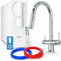 ARI Umkehrosmose Wasserfilter Set 800 Gpd, 360 Grad Schwenkbar, Zweigriffarmatur, Keramikkartusche, Einlochmontage, Verchromtes Messing, Chrom