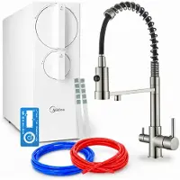 ARI Umkehrosmose-Wasserfiltersystem Solid Spring, 800 Gpd, Tanklos, 3-Wege-Küchenarmatur, Zweigriffarmatur, Messing, Inox, Perlator, Keramikkartusche