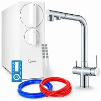 ARI Umkehrosmose-Wasserfilter-Set 800 Gpd Mit Zweigriffarmatur, Perlator, Ausziehbarer Und 360 Grad Schwenkbarer Auslauf, Chrom Messing