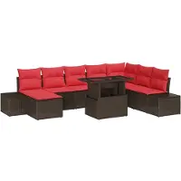 vidaXL Gartensofa-set 9 stk. Braun Poly-Rattan