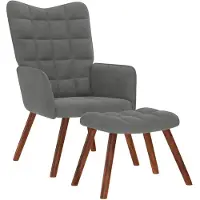 vidaXL Relaxsessel mit Hocker Dunkelgrau Samt