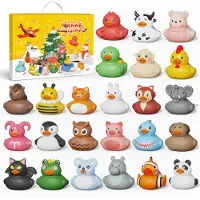 Merkloos Adventskalender mit 24 bunten Gummienten, Badspielzeug, für Kinder