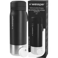 Merkloos Wasserfilterflasche Edelstahl mit Actitex Disc Filter, 700 ml, Kohlefilter, für unterwegs