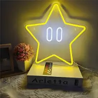 IeGeek LED Neonlicht Schild Sterne Zimmer Deko - 32 x 33.5cm Schriftzug Wanddeko - USB Neon Art Für Party Bar Gaming Kinder Mädchen Hochzeit Geburtstag