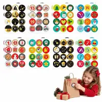 Dripio Adventskalender-Sticker 1-24, 16 Blatt, rund, selbstklebend, Weihnachtsmotive