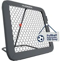 Hudora Fußball Rebounder 100 Grey – Rebounder für Fußball mit 10-facher Winkelverstellung, PE-Netz & Tragetasche