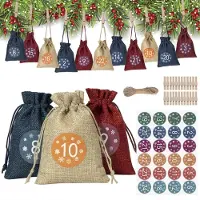 Dripio Adventskalender zum Befüllen, Leinen, 24 Etiketten, Holzklammer