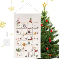 OCreon Adventskalender aus Filz – 24 Fächer – Weihnachtliche Dekoration zum Aufhängen – Mit Countdown-Funktion – Zum Selbstgestalten