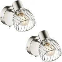 Globo Lighting 2x Wandleuchte, Silber, Chrom, Schwenkbar, Lesefunktion, H 12 cm