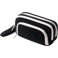 Merkloos Federmäppchen Cordstoff, 22 x 8 x 12 cm, schwarz, für Schule und Reisen
