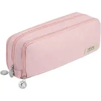 Merkloos Federmäppchen mit großer Kapazität, 3 Fächer, für Schule und Büro, rosa