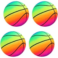 Merkloos 4er Set PVC Spielzeug-Volleyballs mit Regenbogenmuster, Ø 23 cm, für Strand und Freizeit