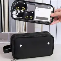 Merkloos Pennenetui Mädchen, abnehmbar, 10 Fächer, schwarze Katzen, Schrein Organizer