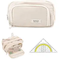 Merkloos Federmäppchen dreieckig, 3 Fächer, 21x7x13 cm, für Schule und Büro