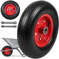 Dripio Steekwagenwielen 2er-Set, 4.00-6, Vollgummi, schwarz/rot