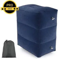 Unyqoos Aufblasbares Flugzeugbett & Fußstütze für Kinder, 3‑fach verstellbar, 45 x 40 x 29 cm, Reise-Kissen für Flugzeug, Auto & Zug, Navyblau
