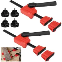 Markenlos Werkbankklem Set 2 Stück, Universale Schnellspanklem für Holz, Metall, Kunststoff - Rot/Schwarz