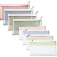 Merkloos 8-teiliges transparentes Etui, Kunstleder und Mesh, für Schrein, 1 Stück, für Schule und Büro