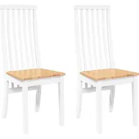 vidaXL Esszimmerstühle 2 Stk. Weiß Massivholz Gummibaum