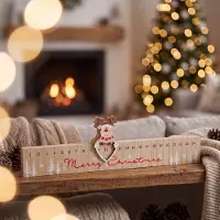 HomeShopXL Adventskalender - Rentier mit dem Text "Frohe Weihnachten" - MDF - 40 x 11 cm 1 Stück [58880]