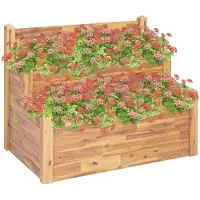 vidaXL Pflanzkübel auf 2 Ebenen 110 x 75 x 84 cm Massivholz Akazie