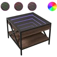 vidaXL Couchtisch mit Infinity-LED Braun Eichen-Optik 50x50x38 cm