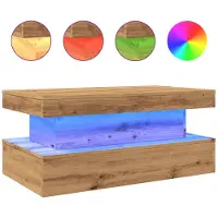 vidaXL Couchtisch mit LED-Leuchten Artisan-Eiche 90x50x40 cm