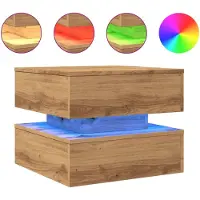 vidaXL Couchtisch mit LED-Leuchten Artisan-Eiche 50x50x40 cm