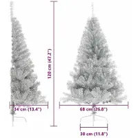 vidaXL Künstlicher Vorbeleuchteter Weihnachtsbaum Silber 120 cm PET 3397178