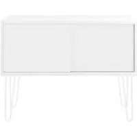 Bisley MultiRange Sideboard in Weiß - Büroschrank mit Schiebetüren 100cm breit, Retro-Design Kommode aus Holz & Metall, Schrank für Ordner, Bücher &