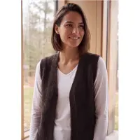 Cecil Strickweste , Damen, Gr. XL (44), berry rot, Web, Obermaterial: 80% Polyester, 20% Baumwolle, unifarben, bequem hüftbedeckend, Rundhals, Westen Strickweste, Offene Federgarn-Weste in Unifarbe