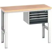 Bott Werkbank cubio 3 Schubladen Multiplex höhenverstellbar 1500 x 750 x 740-1140mm RAL 7035/7016