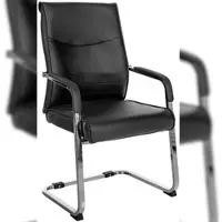 Décoshop26 - Bürostuhl/Besucherstuhl ohne Rollen verchromtes Metallkufengestell und schwarzer PVC-Sitz 10_0003349