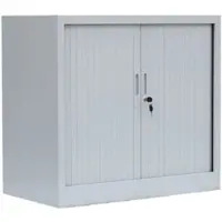 LÜLLMANN Rollladenschrank 555110, aus Metall, abschließbar, 100 x 105 x 46 cm (B/H/T), lichtgrau, 2 Böden
