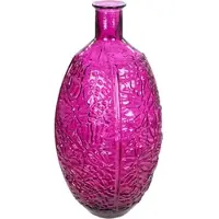 Gilde Bodenvase "Bodenvase rund Dschungel", pink (magenta), B:29cm H:59cm T:29cm Ø:29cm, Glas, Vasen, Bodenvase