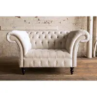 AEA Chesterfield Sessel Fernseh Couch 1 Sitzer Sofa Textil Stoff Couchen Polster #4