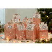 Dripio Adventskalender zum Befüllen, 24 Boxen, Lebkuchenhaus, 8x8x14 cm