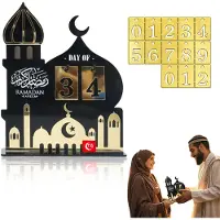 Dripio Ramadan Countdown-Kalender aus Holz, 1 Stück, schwarz, 21,9 cm
