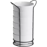 Vessia Suppenschalen/Teller - 6x Stuck - Porzellan - 800 ml - weis - Im Metallstapelgestell