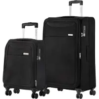 Carryon Air 2-teiliges Kofferset – Weicher Handgepäckkoffer 55 cm + großer Koffer 77 cm – TSA-Expander – Schwarz