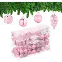 Merkloos Kugeln - 72er Set - Kunststoff - unzerbrechlich - Herzen - Socken - rosa