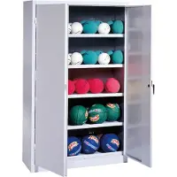 C+P Ballschrank mit Vollblech-Flügeltüren (Typ 3), HxBxT 195x150x50 cm, Ergo-Lock Muldengriff, Clowngrün (RAL 110 80 60), Anthrazit (RAL 7021), Gleichschließung