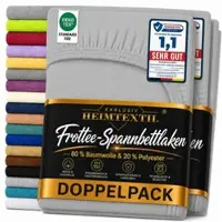 EXKLUSIV HEIMTEXTIL Doppelpack Frottee Spannbettlaken 120 x 200 cm Silber