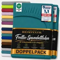 EXKLUSIV HEIMTEXTIL Doppelpack Frottee Spannbettlaken Premium Petrol 120 x 200 cm