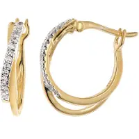 GLIZZ GL1271 Damen-Ohrringe 333 Gold Creolen mit natürlichen Diamanten
