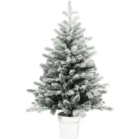 HOMCOM Mini 90 cm Weihnachtsbaum mit 296 Zweigspitzen Schnee-Effekt Topf